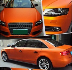 50FT x 5FT Metallic Matte Chrome Vinyl Whole Car Wrap Sticker Bubble Free Orange