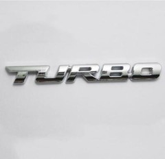 2PCS 3D TURBO Logo Chrome Metal Car Badge Emblem Decal Sticker Accessories Trim
