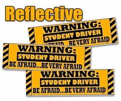 Zone Tech 3x Warning Student Driver Be Afraid Car Bumper Magnets Sign Reflective
