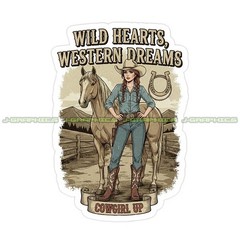 Cowgirl Vinyl Decal Sticker Rodeo Country Horse I