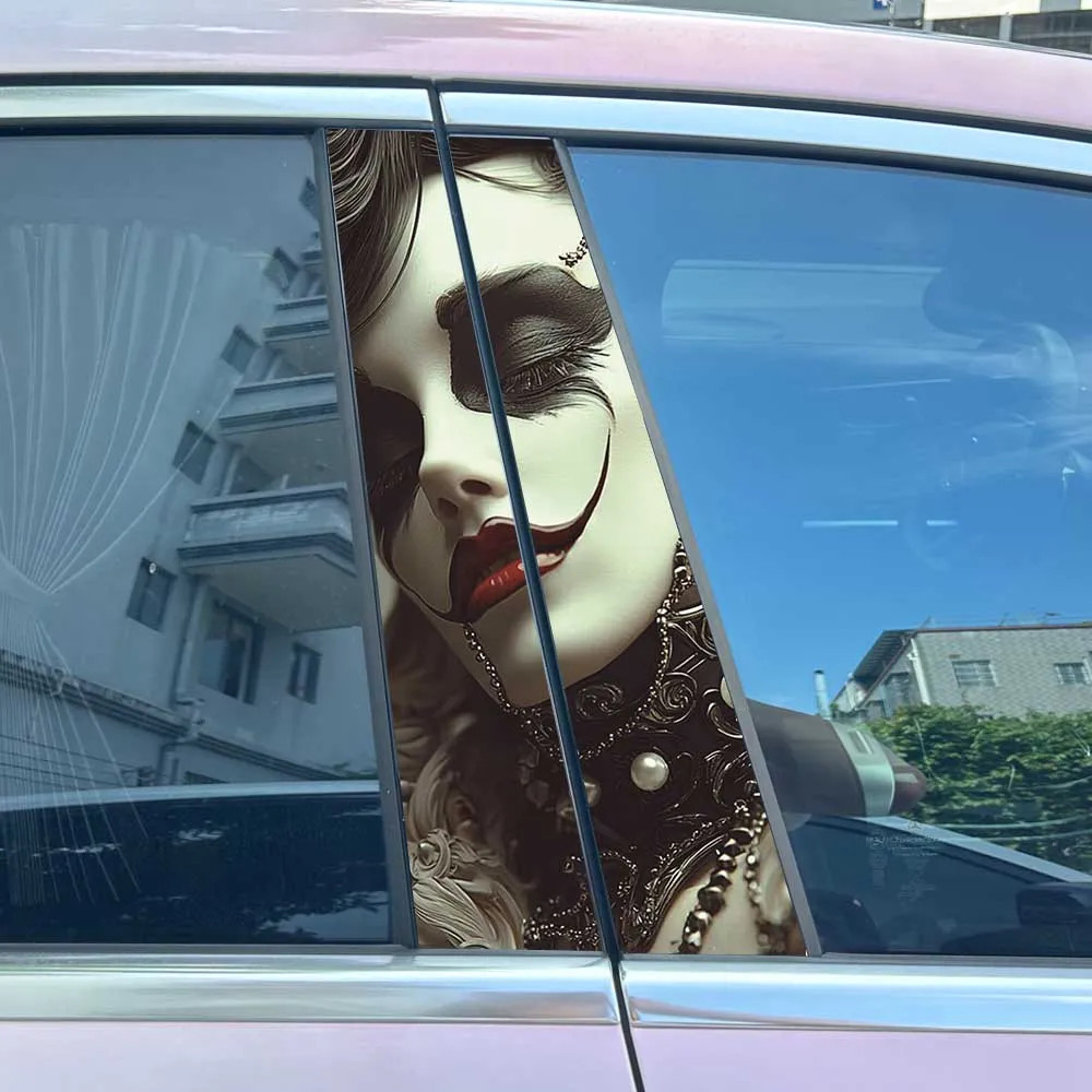 2x Left+Right Goth Beauty Lady Car Door B Pillar Decals Center Column Sticker