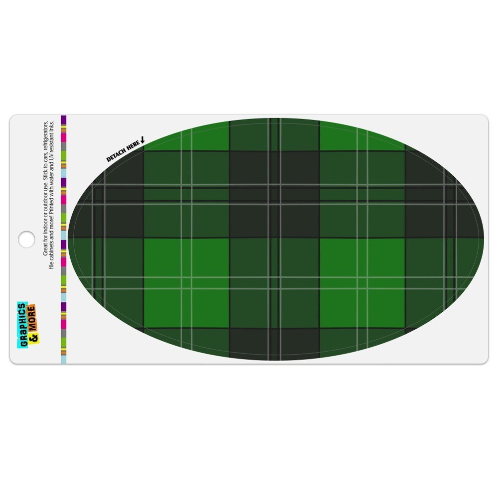 Plaid Green Gray Grey Pattern Car Euro Oval Magnet