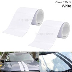 2x 6cm x 1.98m DIY White Racing Stripes Car Hood Vinyl Tape Sticker Body Decals