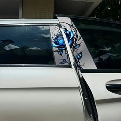 2-piece Beautiful Blue Rose Vinyl Car Creative B-pillar Protective Stickers
