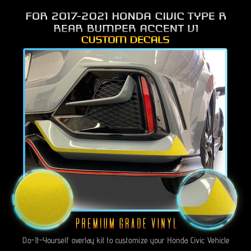 For 2017+ Civic Type R Rear Bumper Accent Graphic Decal – Satin Metallic Vinyl