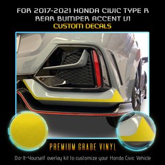 For 2017+ Civic Type R Rear Bumper Accent Graphic Decal – Satin Metallic Vinyl