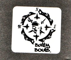 Salty Souls Pirate Skull & Compass Small Sticker Decal Salt Beach Fishing Life