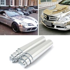 Silver Chrome Mirror Vinyl Wrap Film Car Sticker AntiUV Waterproof With