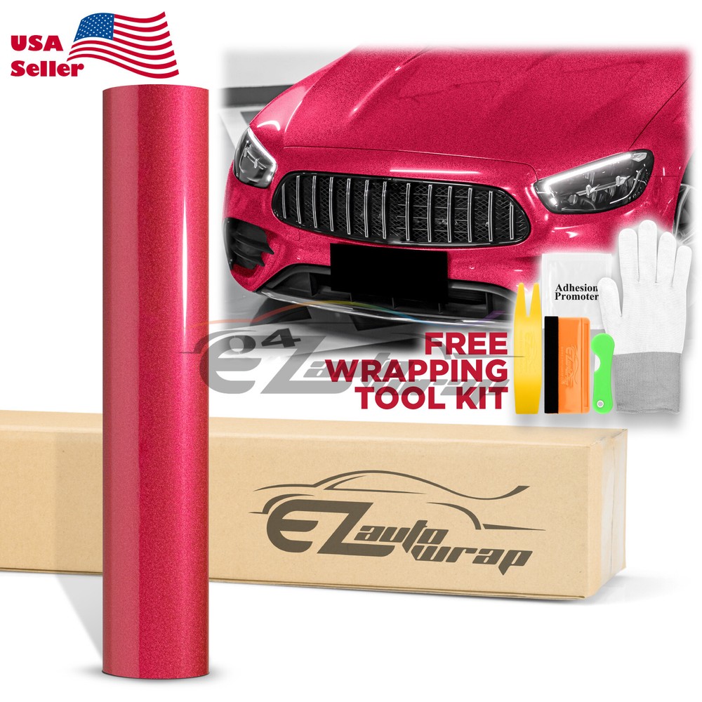 Gloss Glitter Rose Red Sparkle Metallic Car Vinyl Wrap Sticker Decal Sheet Film
