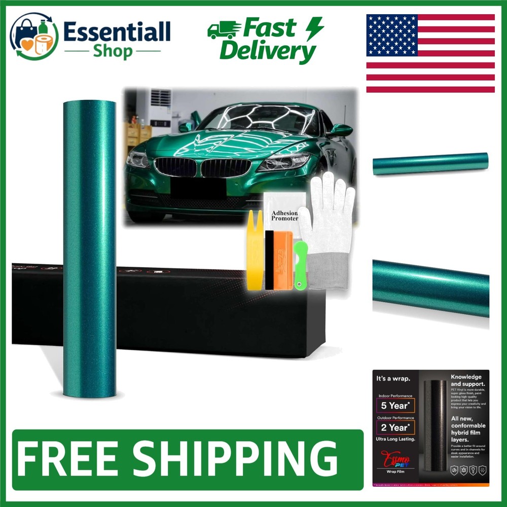 20″x60″ Metallic Emerald Green Vinyl Wrap for Stylish Auto Customization