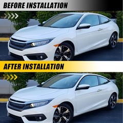 Black Chrome Delete Blackout Overlay Trim For Honda Civic Coupe 2016-2020 1-10
