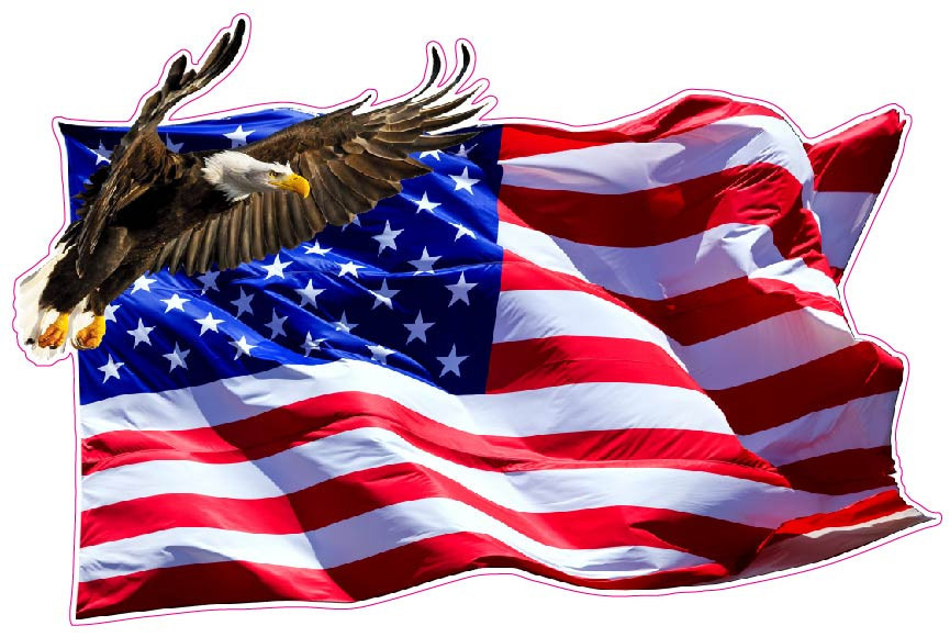 American Flag Soaring Eagle V2 Large 12″ Decal