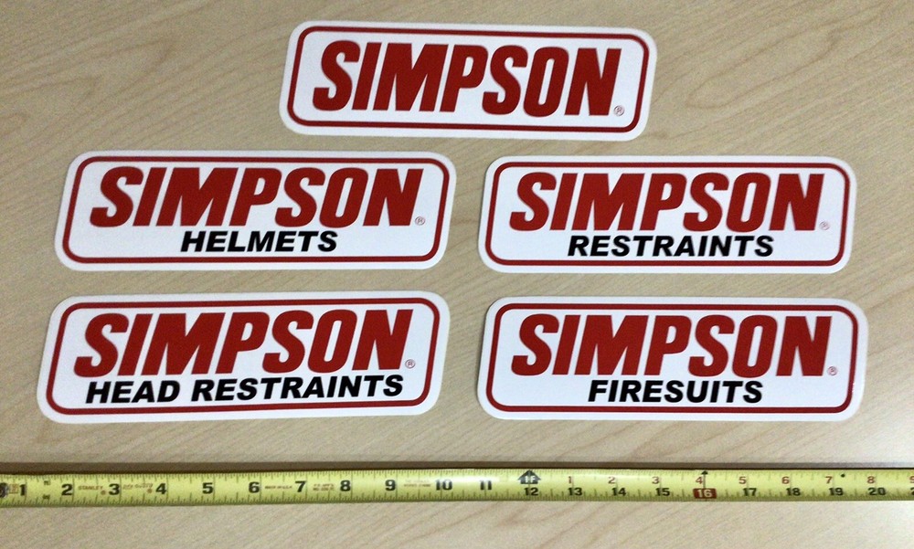5 Simpson Safety authentic original racing decals stickers NHRA NASCAR INDYCAR