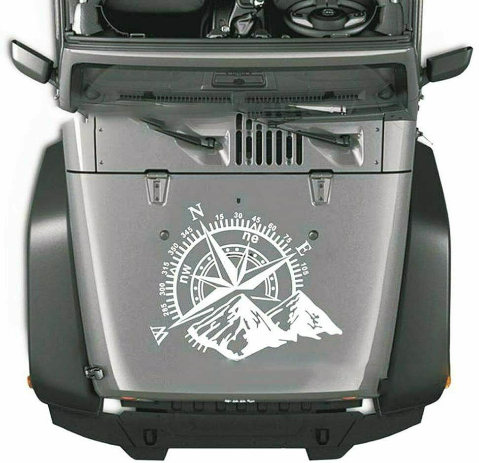 Mountain Compass Graphics Sticker for SUV Car Hood Body Side Doors White