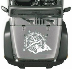 Mountain Compass Graphics Sticker for SUV Car Hood Body Side Doors White