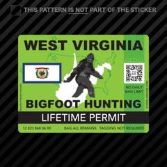 West Virginia Bigfoot Hunting Permit Sticker Vinyl Sasquatch Lifetime