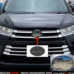 Fits 2017-2019 Toyota Highlander PreCut SMOKE Emblem Tint Front Decal Overlay