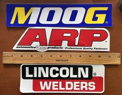 3 Large Vinyl Stickers Original NHRA NASCAR Rat Rod Hot Rod MOOG ARP Lincoln