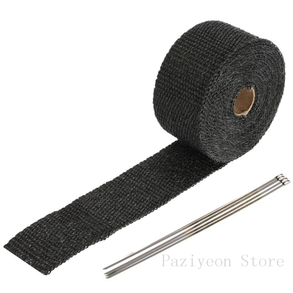 5M/16ft Exhaust Header Heat Pipe Insulation Shield Thermal Wrap Car Motorcycle