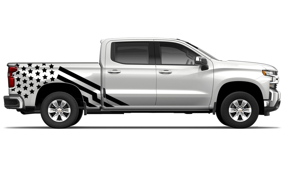 Bed US flag graphics stickers decal compatible with Chevrolet Silverado