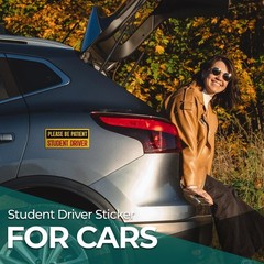 StickerJet Student Driver Stickers – 9″x3″ Vinyl Signs, Pack of 2, Waterproof