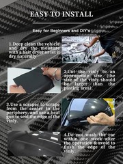 12″ x 60″ Black Carbon Fiber Vinyl Film Car Sticks 3D Bubble Free Air Release
