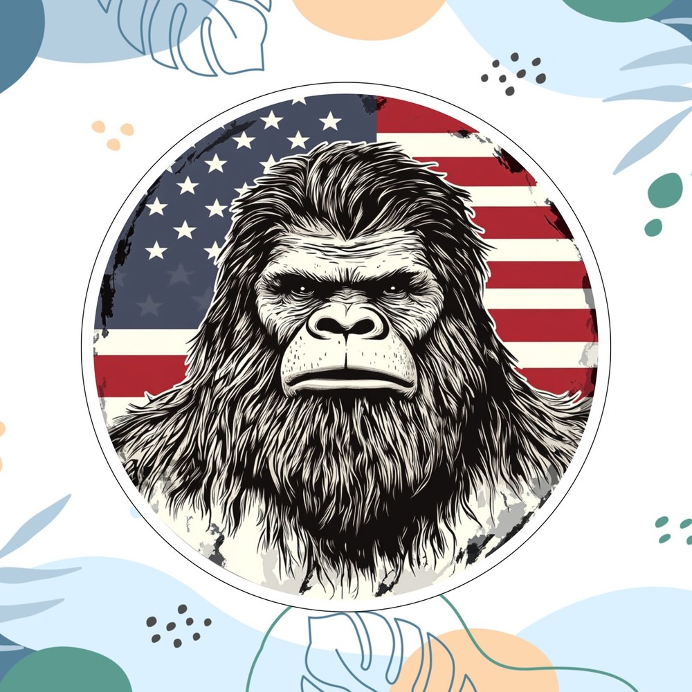 American Flag Sasquatch Yeti Bigfoot Decal Sticker for Car Truck Window Bumper