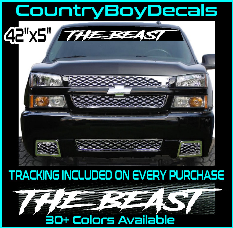 THE BEAST 42″ Windshield VINYL DECAL Sticker DIESEL Truck JDM Car Turbo Boost GT