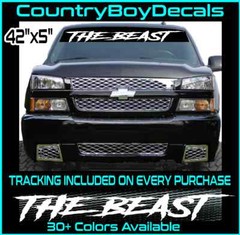 THE BEAST 42″ Windshield VINYL DECAL Sticker DIESEL Truck JDM Car Turbo Boost GT