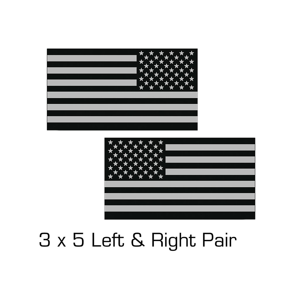 L/R PAIR 3 x 5 Black Gray Grunge American Flag Sticker USA Car HD Vehicle Decal