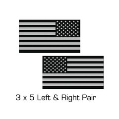 L/R PAIR 3 x 5 Black Gray Grunge American Flag Sticker USA Car HD Vehicle Decal