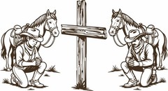 Praying Cowboy Cowgirl Cross Horse Christ Car Truck Window Vinyl Decal Sticker