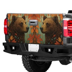 Brown Bear With Autumn Leaf Rustic Forest Wildlife Tailgate Wrap Decal