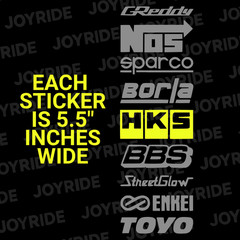 9 Car Automotive Sponsor Decals Pack JDM Drift Racing Sport Logos Aftermarket