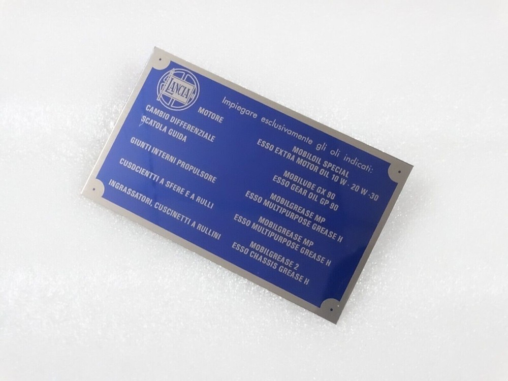 DATA PLATE FOR TYPENSCHILD LANCIA AURELIA FULVIA FLAMINIA FLAVIA OLSORTEN B-WARE