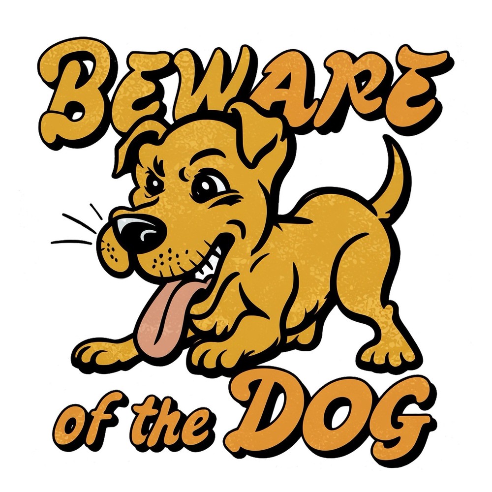 Cute Animal Quotes Sticker (3 Inch) Funny Humorous Beware Of The Dog !