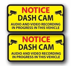 2 Dash Cam Warning Stickers 3.6″ Wide Each Vinyl Decal