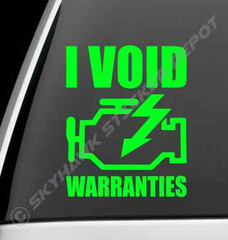 Engine Light Funny Bumper Sticker Vinyl Decal Void Warranty Car Truck