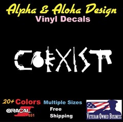 Guns Coexist Die Cut Vinyl Decal Truck Car Sticker Laptop Window