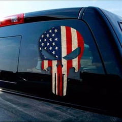 American Flag Punisher Skull Distressed USA Military Super Hero Decal Sticker