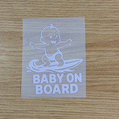 Baby on Board Surfer Decal | Surfing Baby Car Sticker Choose Size & Color Funny