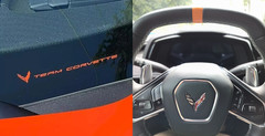 C8 Corvette COMBO AMPLIFY ORANGE STEERING WHEEL & TEAM CORVETTE VINYL STRIPES