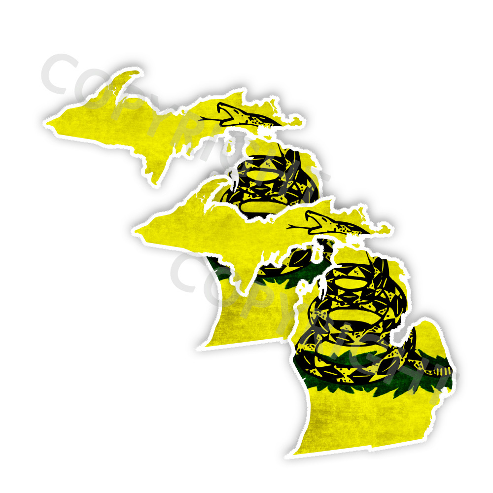 Dont Tread on Me Decal State Michigan window vinyl sticker Various Size Distress