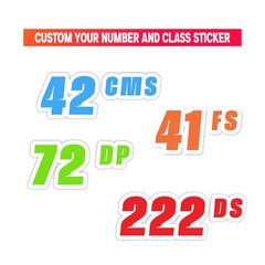 Custom Car Racing Number Class Magnet Decal x2 8,10,12-16 inch – White Outline