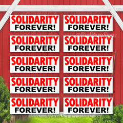 [10-Pack] SOLIDARITY FOREVER Vinyl Bumper Stickers ( Unionize for your Rights )