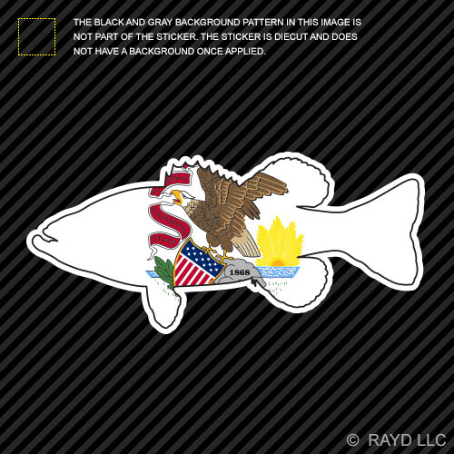 Illinois State Flag Bass Sticker Premium Vinyl largemouth sport fishing fish IL