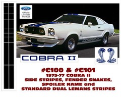 GE-C100 & C101 1975-77 FORD MUSTANG – COBRA II SIDE & LEMANS STRIPES – COMBO