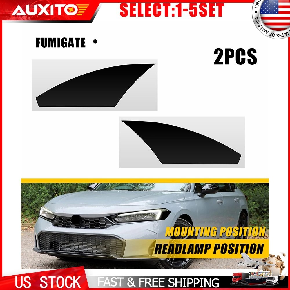 Headlight Eyelid SMOKE Precut Vinyl Tint Overlays FOR 2022-24 Honda Civic 2-10X