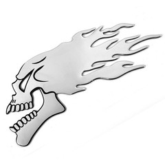 Motorbike Bike Fuel Tank Tribal Skull Flames Sticker Decals 2X 14cmx 6cm L/R