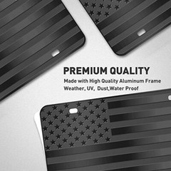 Tactical American Flag License Plate Matte Black USA Aluminum With Screws & Caps